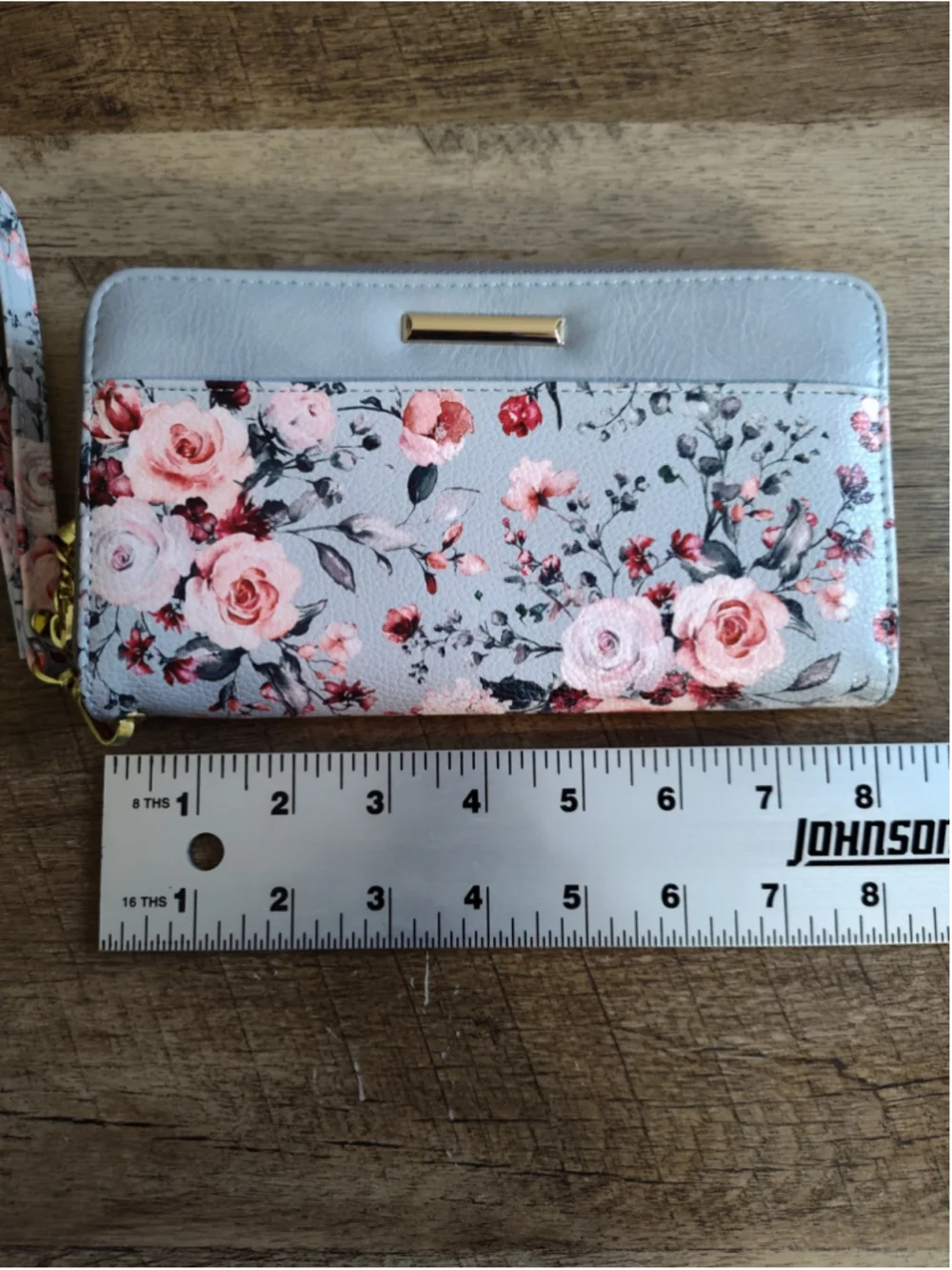 Women's Unbranded Floral Print Wristlet Wallet, One Size, Blue and Pink